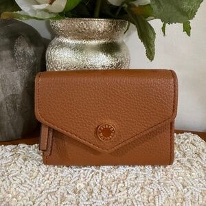 Steve Madden Brown Faux Leather Flap Card Case Mini Wallet